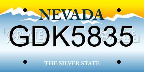 GDK5835 Nevada License Plate