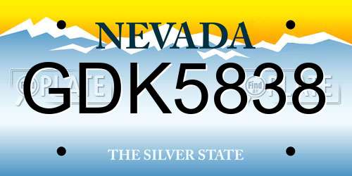 GDK5838 Nevada License Plate