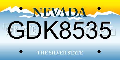GDK8535 Nevada License Plate