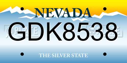 GDK8538 Nevada License Plate