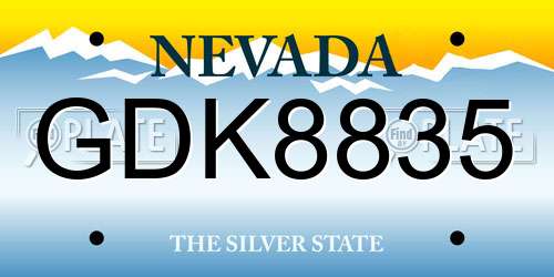 GDK8835 Nevada License Plate