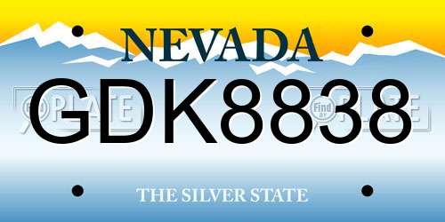 GDK8838 Nevada License Plate