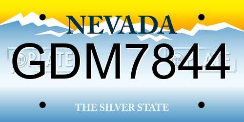 GDM7844 Nevada License Plate