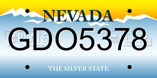 GDO5378 Nevada License Plate
