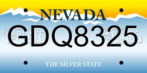 GDQ8325 Nevada License Plate