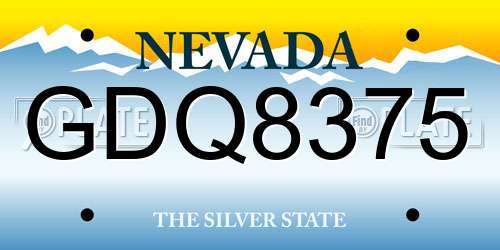 GDQ8375 Nevada License Plate