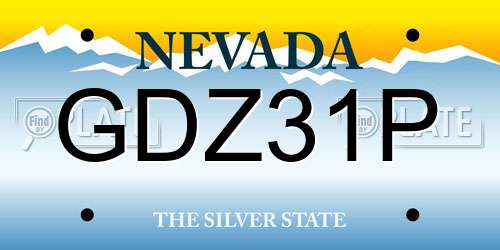 GDZ31P Nevada License Plate