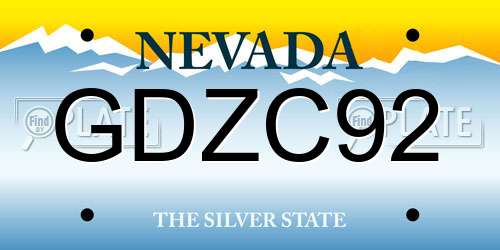 GDZC92 Nevada License Plate