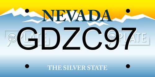 GDZC97 Nevada License Plate
