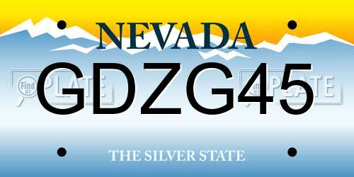 GDZG45 Nevada License Plate
