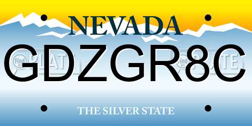 GDZGR8C Nevada License Plate