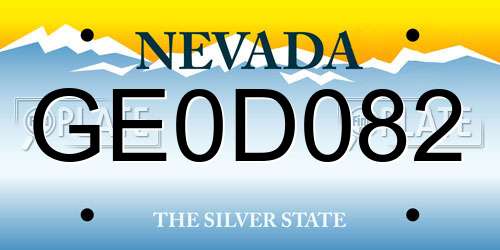GE0D082 Nevada License Plate
