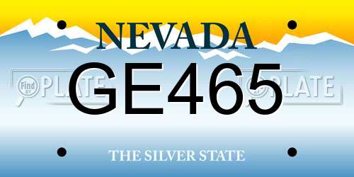 GE465 Nevada License Plate