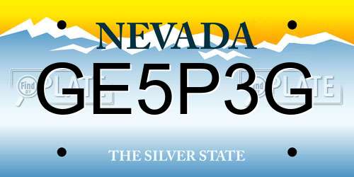 GE5P3G Nevada License Plate