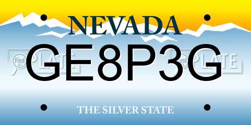 GE8P3G Nevada License Plate