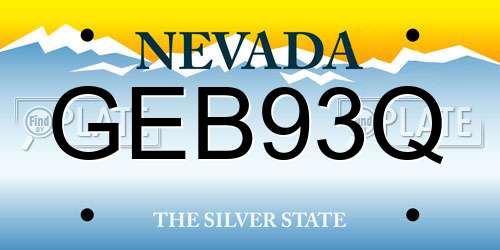 GEB93Q Nevada License Plate