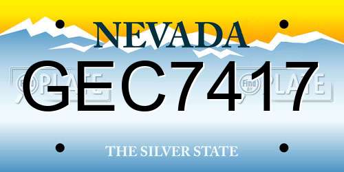 GEC7417 Nevada License Plate