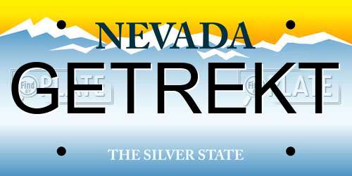 GETREKT Nevada License Plate