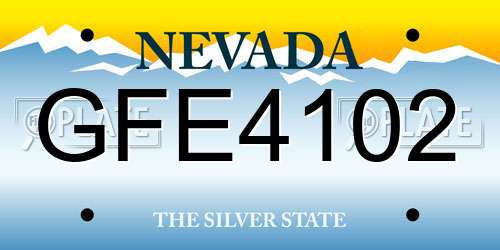 GFE4102 Nevada License Plate