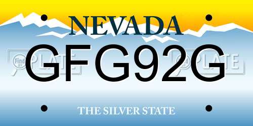 GFG92G Nevada License Plate