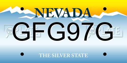 GFG97G Nevada License Plate