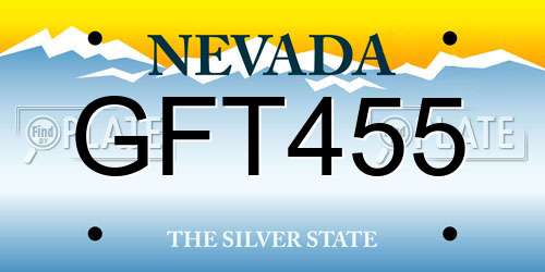 GFT455 Nevada License Plate