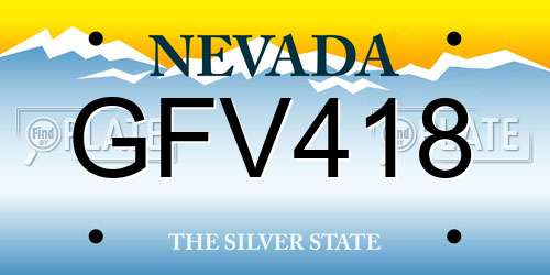 GFV418 Nevada License Plate