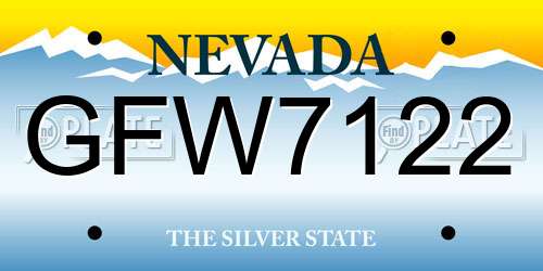 GFW7122 Nevada License Plate