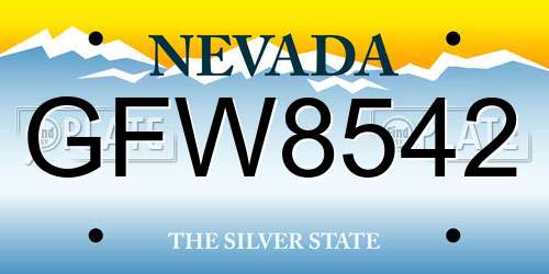 GFW8542 Nevada License Plate