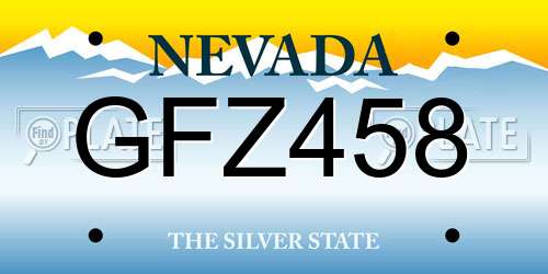 GFZ458 Nevada License Plate