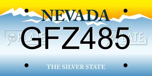 GFZ485 Nevada License Plate