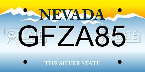 GFZA85 Nevada License Plate