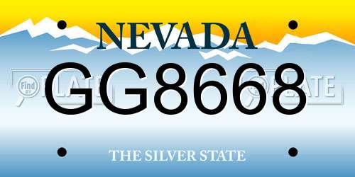 GG8668 Nevada License Plate