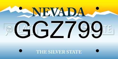 GGZ799 Nevada License Plate