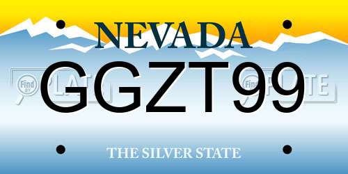 GGZT99 Nevada License Plate
