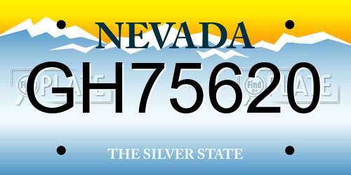 GH75620 Nevada License Plate
