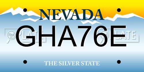 GHA76E Nevada License Plate