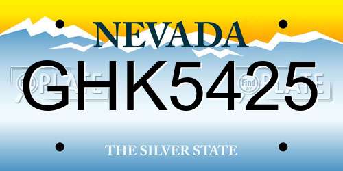 GHK5425 Nevada License Plate
