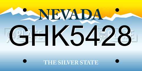 GHK5428 Nevada License Plate