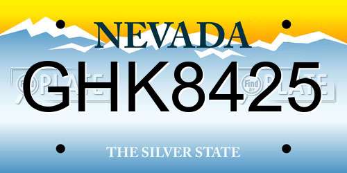GHK8425 Nevada License Plate
