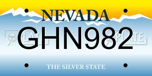 GHN982 Nevada License Plate