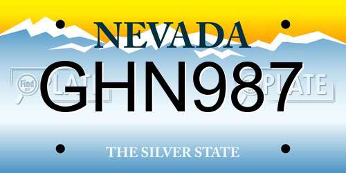 GHN987 Nevada License Plate