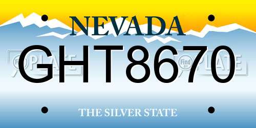 GHT8670 Nevada License Plate