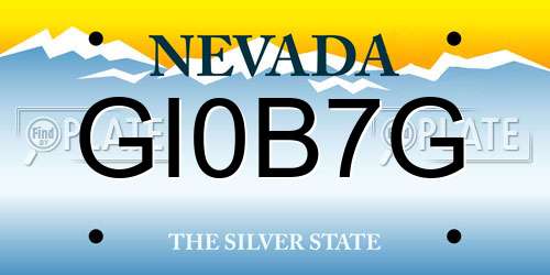GI0B7G Nevada License Plate