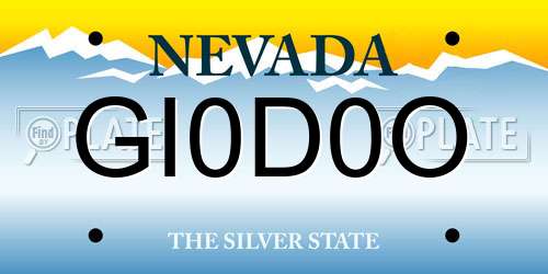 GI0D0O Nevada License Plate