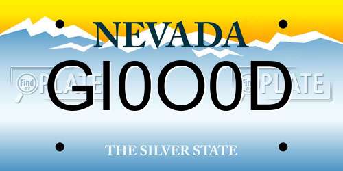 GI0O0D Nevada License Plate