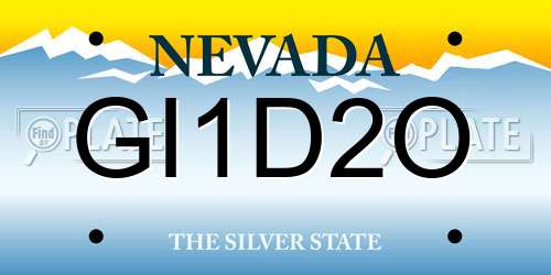 GI1D2O Nevada License Plate