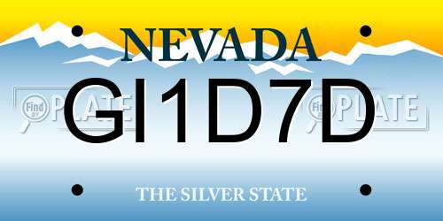 GI1D7D Nevada License Plate