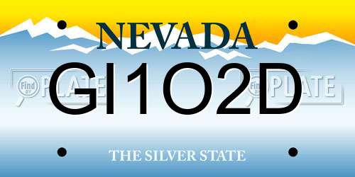 GI1O2D Nevada License Plate