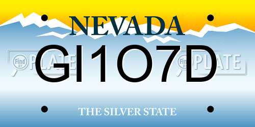 GI1O7D Nevada License Plate